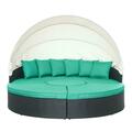 East End Imports Quest Canopy Outdoor Patio Daybed- Espresso Turquoise EEI-983-EXP-TRQ-SET